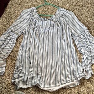 Striped Women's Top - Blue and White